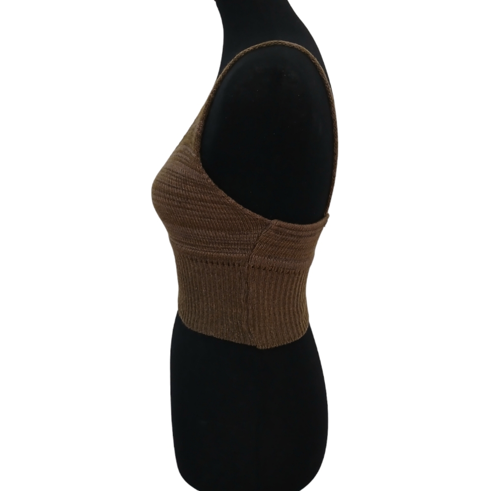 Sweater Knit Crop Tank Top Olive Green Size Small NWOT Boho Knitted Crochet Sexy - Picture 3 of 9